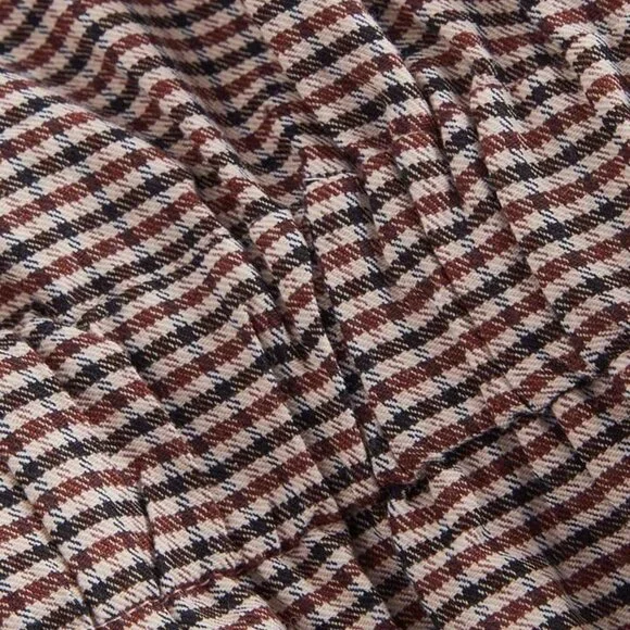 Effortless Elegance: Women's Brown Plaid Belted Jumpsuit - Picture 3 of 10